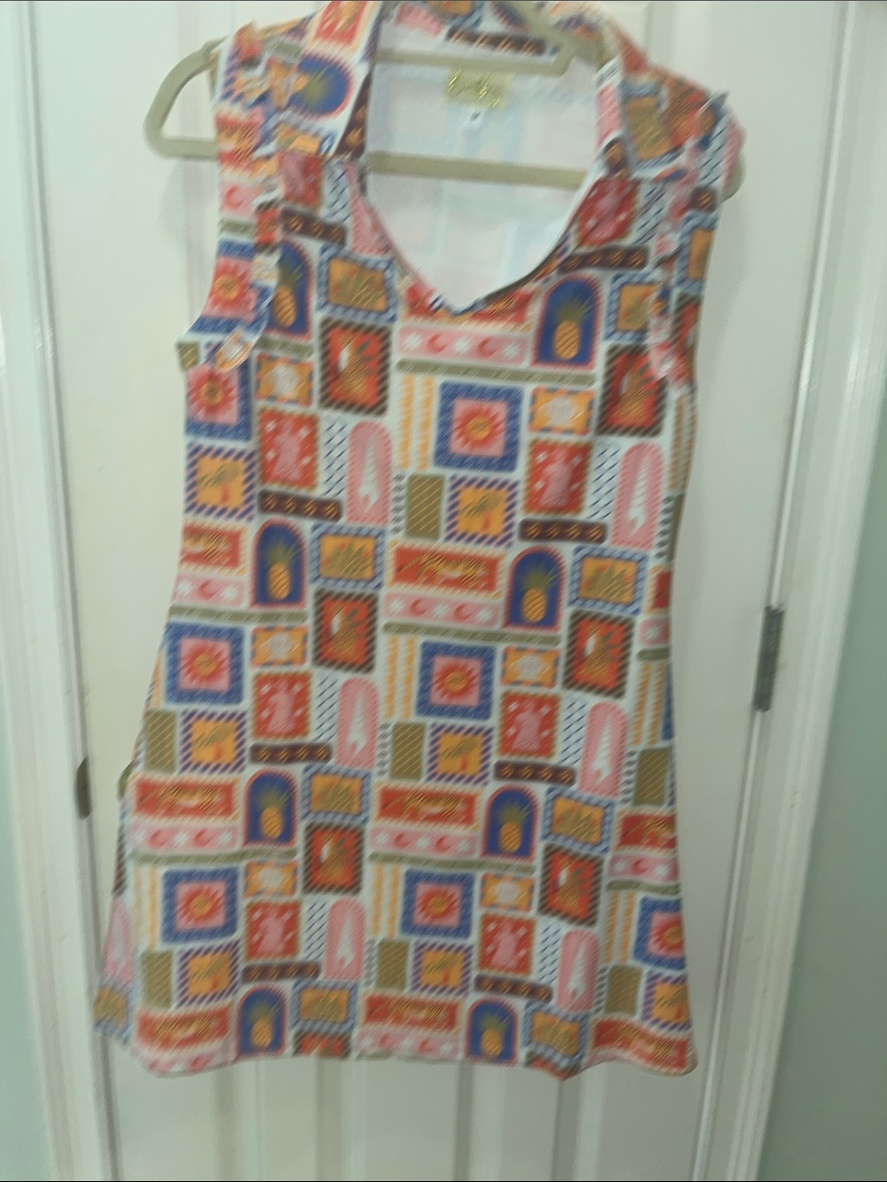 Buckley Multicolor Geometric Print Sleeveless Dress with shorts set, medium